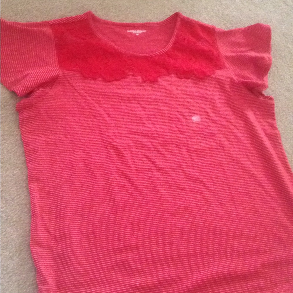 Flutter Sleeve Top With Lace, Size Xl - image 1